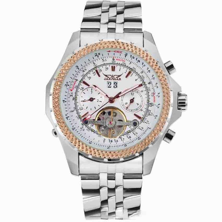 wengle New JARAGAR calendar Multifunction flywheel Men Steel strip Hollow dress gift Luxury casual Mechanical watches231j