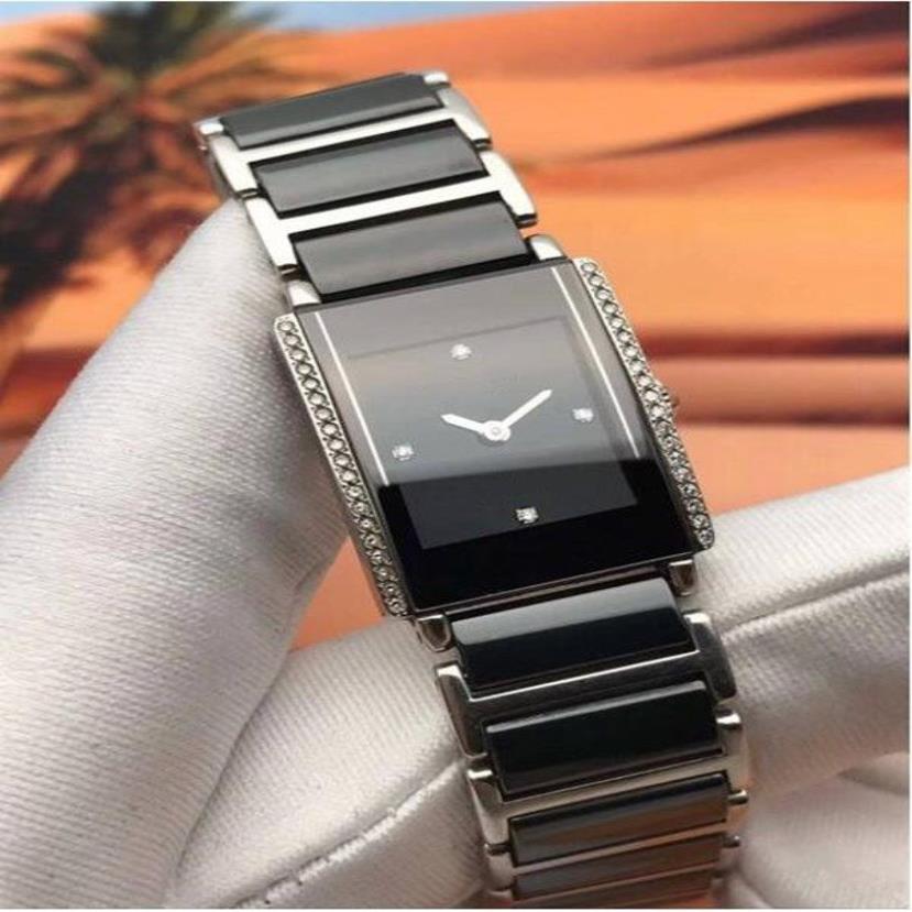 Toppkvalitetsföretag klocka för kvinna svarta keramiska klockor kvarts rörelse mode lady armbandsur rd32241s