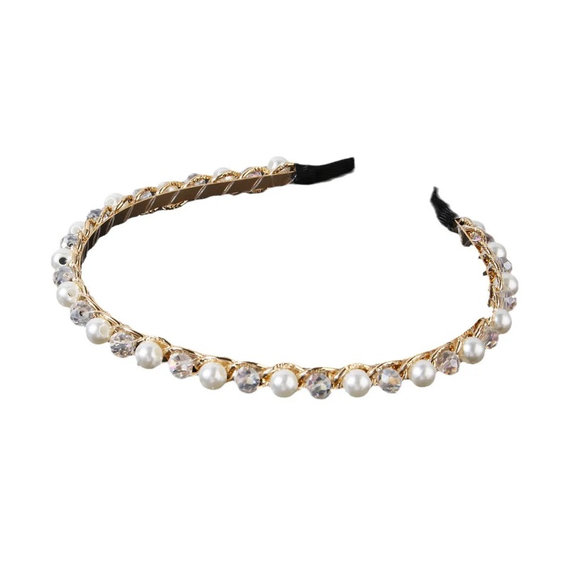 Korean Style Crystal Pearl Headband Women Contrast Colored Faux Crystal Jewel Hair Hoop Hair Ornaments Hair Accessories