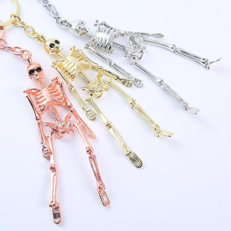 Keychains Gwwfs Skull Skeleton Pendant Key Chain Men Women Bag Charm Ring Car Keychain Keyrings Chaveiro Gift227x