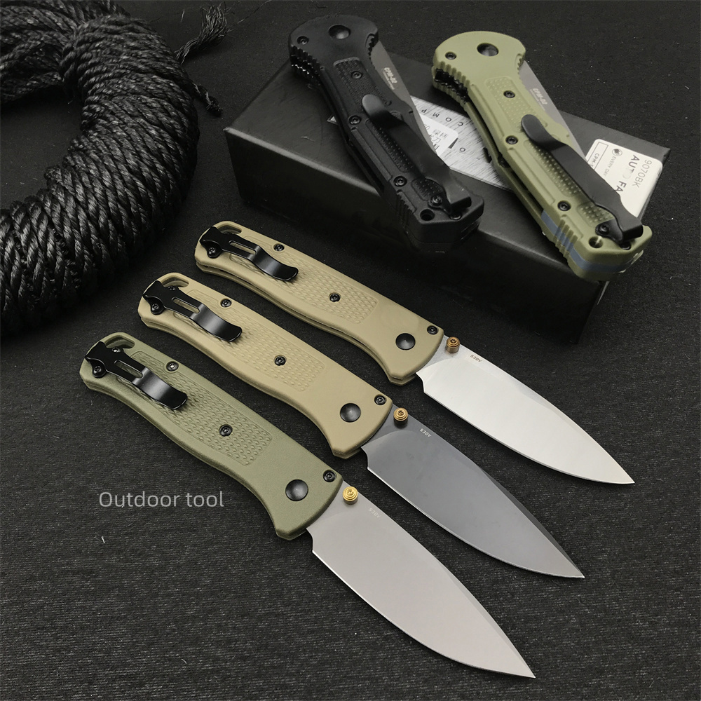 BM 535 Bugout/BM 9070 Claymore Automatic Folder Tactical Gray Coated Drop Point Blade Outdoor Pocket Hunting Survival Gear EDC 533 3300 9400