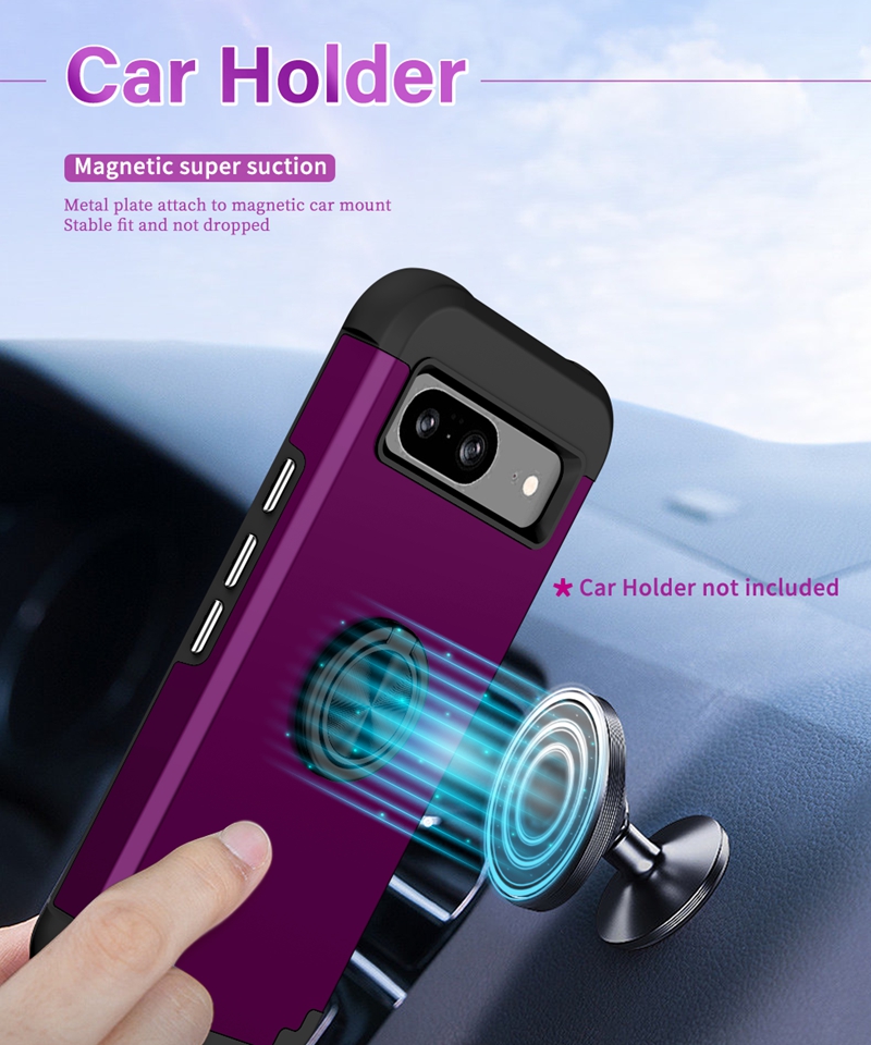 8A Defender Falls för Google Pixel 8 Pro 8 Finger Ring Holder Magnet Car Bracket 2in1 Hard PC Plast Soft TPU 2 I 1 Armor stötsäker hybridlager bakåt täckning hud