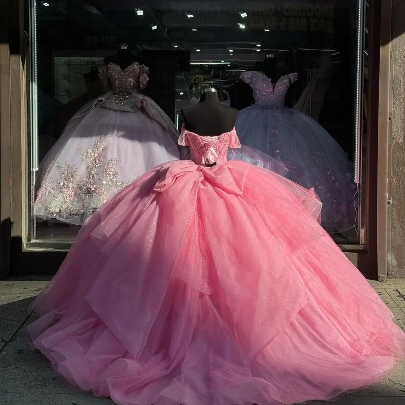 Luxo melancia vestido de baile vermelho quinceanera vestido de renda brilhante contas vestido de 15 anos doce 16 aniversário pageant vestido de festa de princesa