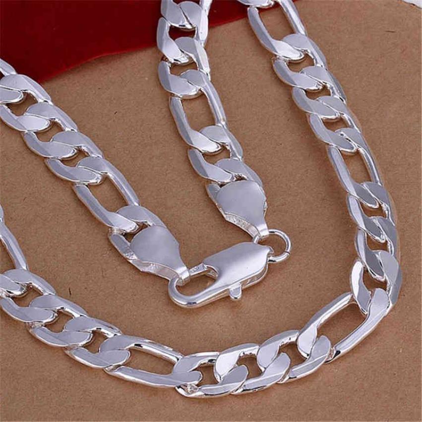 solid 925 Sterling Silver necklace for men classic 12MM Cuban chain 18-30 inches Charm high quality Fashion jewelry wedding 220209236n