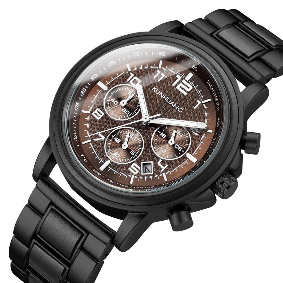 Роскошные брендовые мужские кварцевые наручные часы из дерева, мужские спортивные водонепроницаемые часы, мужские хронографы, деревянные часы195j