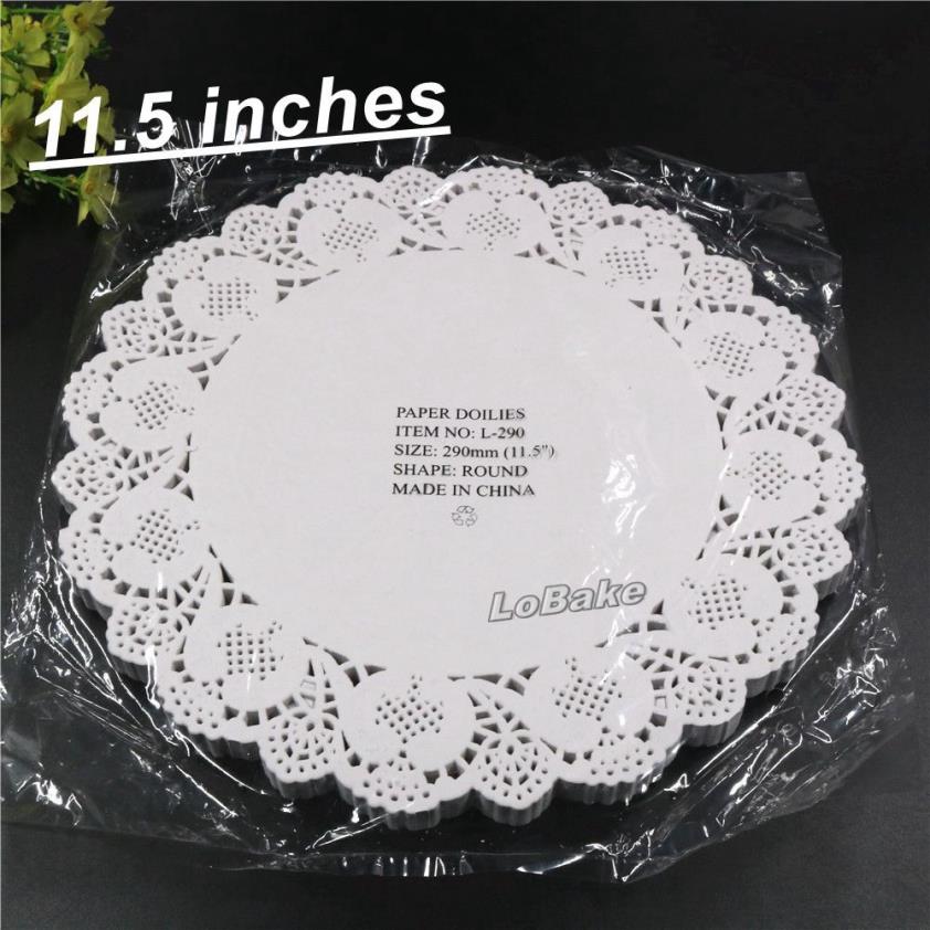 Whole- pack New 11 5 inches round flower shape white hollow design paper lace doilies placemat for kitchen set de tab188B