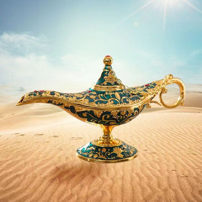 Aladdin goddelijke lamp metalen decoratie wenslamp ambachten decoratie functies fotografie rekwisieten