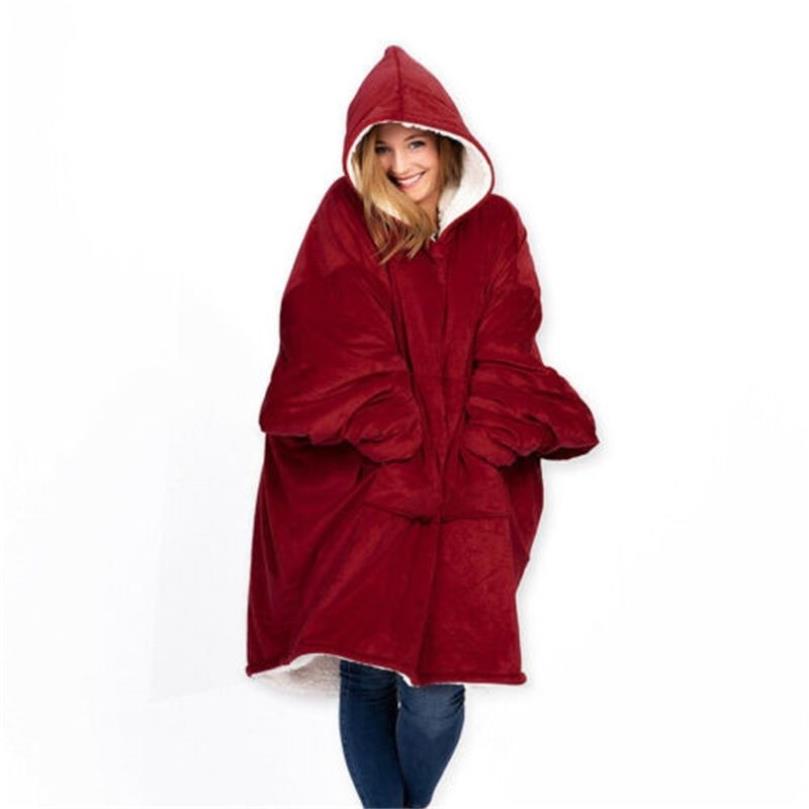 Oversize Hoody Sweatshirt Sofa Blanket for Women Hoodie Sweatshirt Sherpa Coats Comfy Pullover Christmas Sudadera Mujer 201128318K