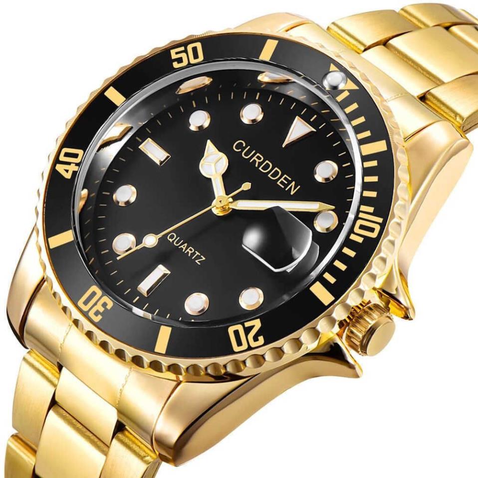 Dropping Role Watch Men Quartz Mens Watches Top Luxury Brand Watch Man Gold Stainless Steel Relogio Masculino Waterproof 2106274f