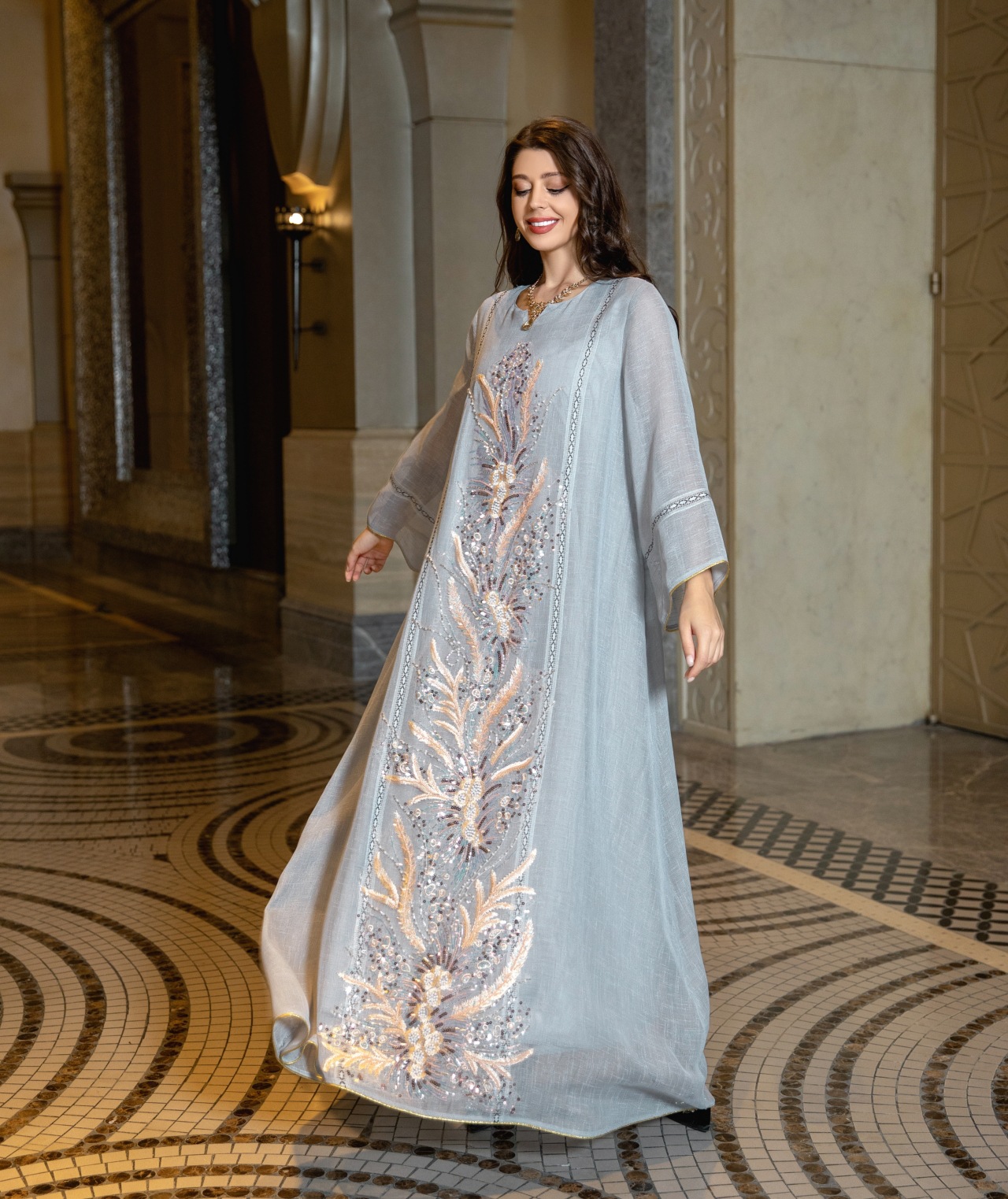 التطريز الفاخر الديكور الترتر مسلم دبي السهرة فستان أبيا أزياء Kaftan الشرق الأوسط السعودية جلابيا رداء الفساتين التركية التركية التركية