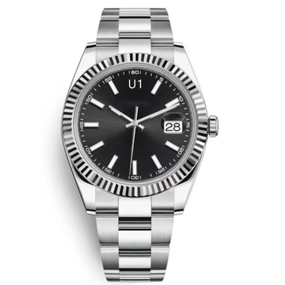 ST9 Steel Black Dial Fluted Bezel Watch 41mm 자동 메키 시아형 손목 시계 스트랩 Sapphire Movement Mens Watches254U
