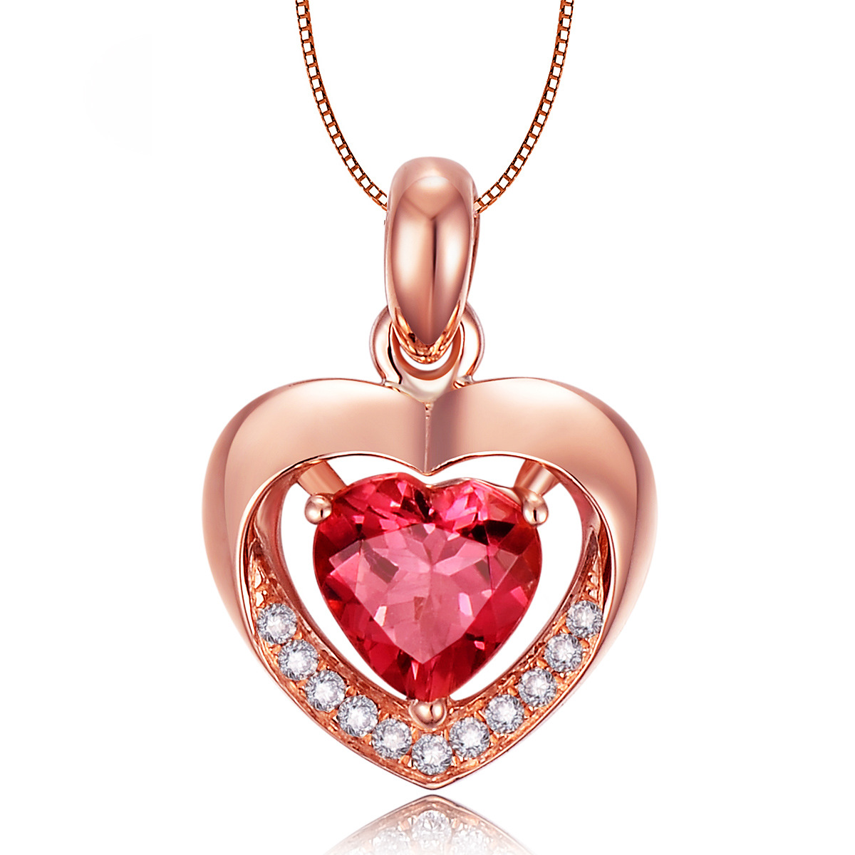 Collier étudiant amour coeur rouge cristal pendentif Rose plaqué or collier femmes bijoux de mariage nouvel an cadeau d'anniversaire