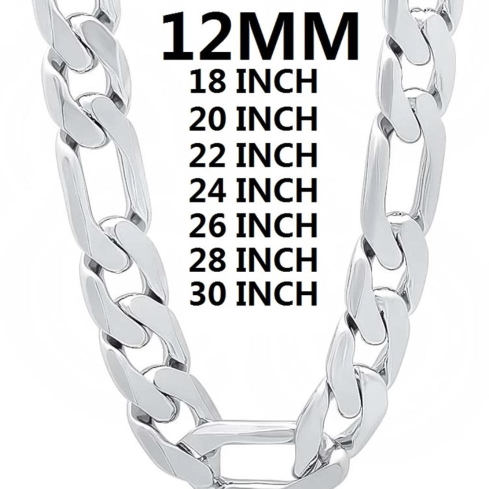 Твердое мужское ожерелье из стерлингового серебра 925 пробы, классическая кубинская цепочка 12 мм, 18-30 дюймов, подвеска высокого качества, модные свадебные украшения 220222265I