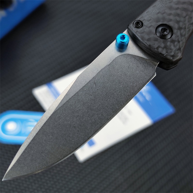 BM 533 Mini Bugout Pocket Folding Knife S90V Satin Plain Blade Carbon Fiber Handles Outdoors Tactical Self Defense Survival Tools BM533-3