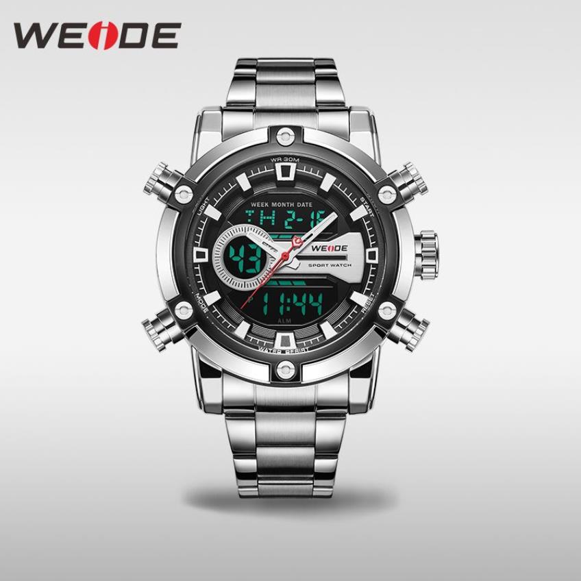 WEIDE Watch Men New European Luxury Men Sports Business Quartz Movement Analogue LCD Digital Calendar Multiple Time Men Watch265e