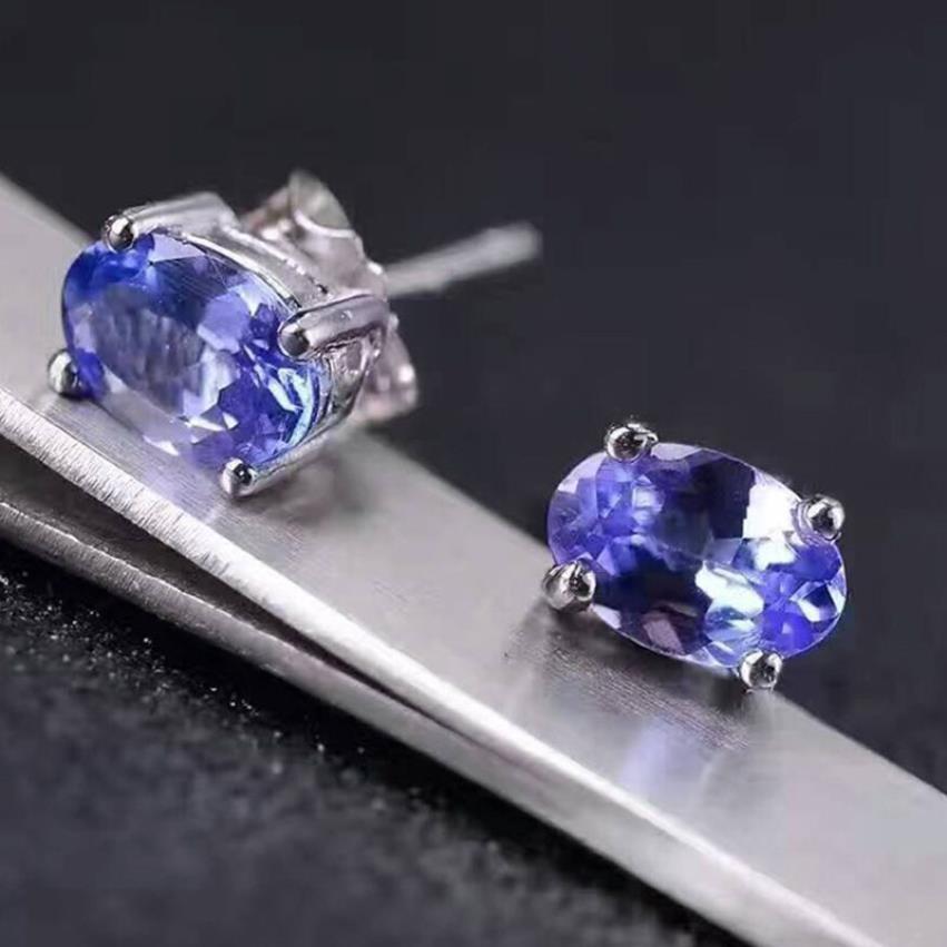 Dazzing tanzanite stud earrings 4 6mm natural tanzanite gemstone earrings solid 925 silver tanzanite earring small gemstone earrin333N