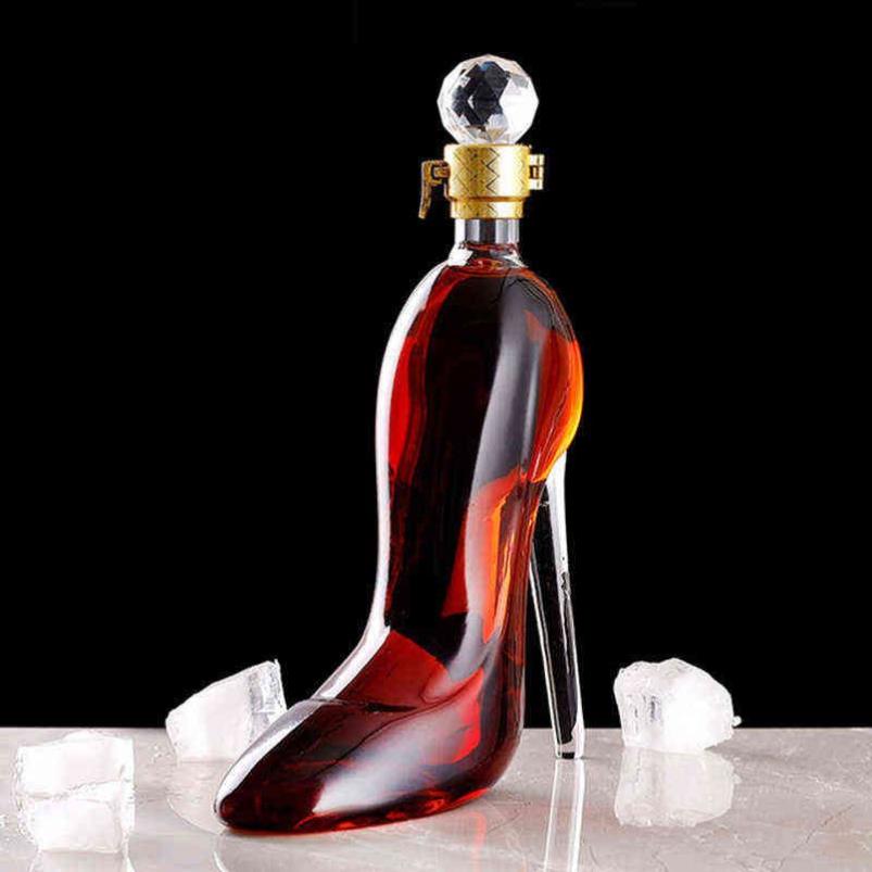 350ml yüksek topuklu şekiller dekantter lüks kristal kırmızı şarap brendi şampanya gözlükleri dekantter şişesi bar gece kulübü içme y0113244y