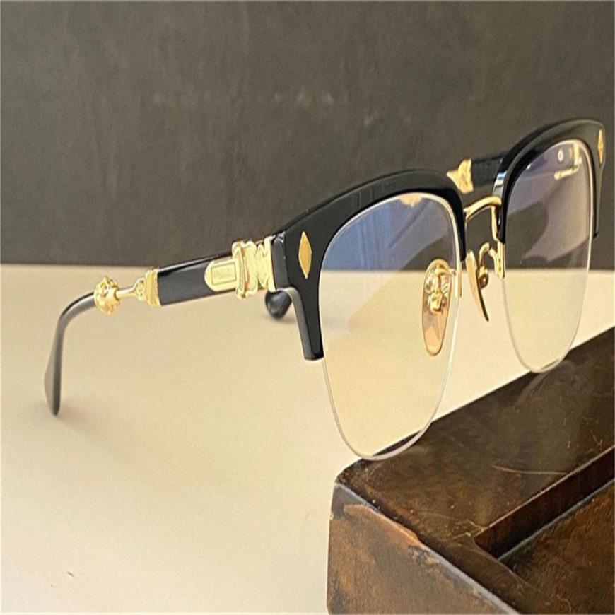 retro men optical glasses pop EVA punk style design square half-frame with leather box HD clear lens top quality257d