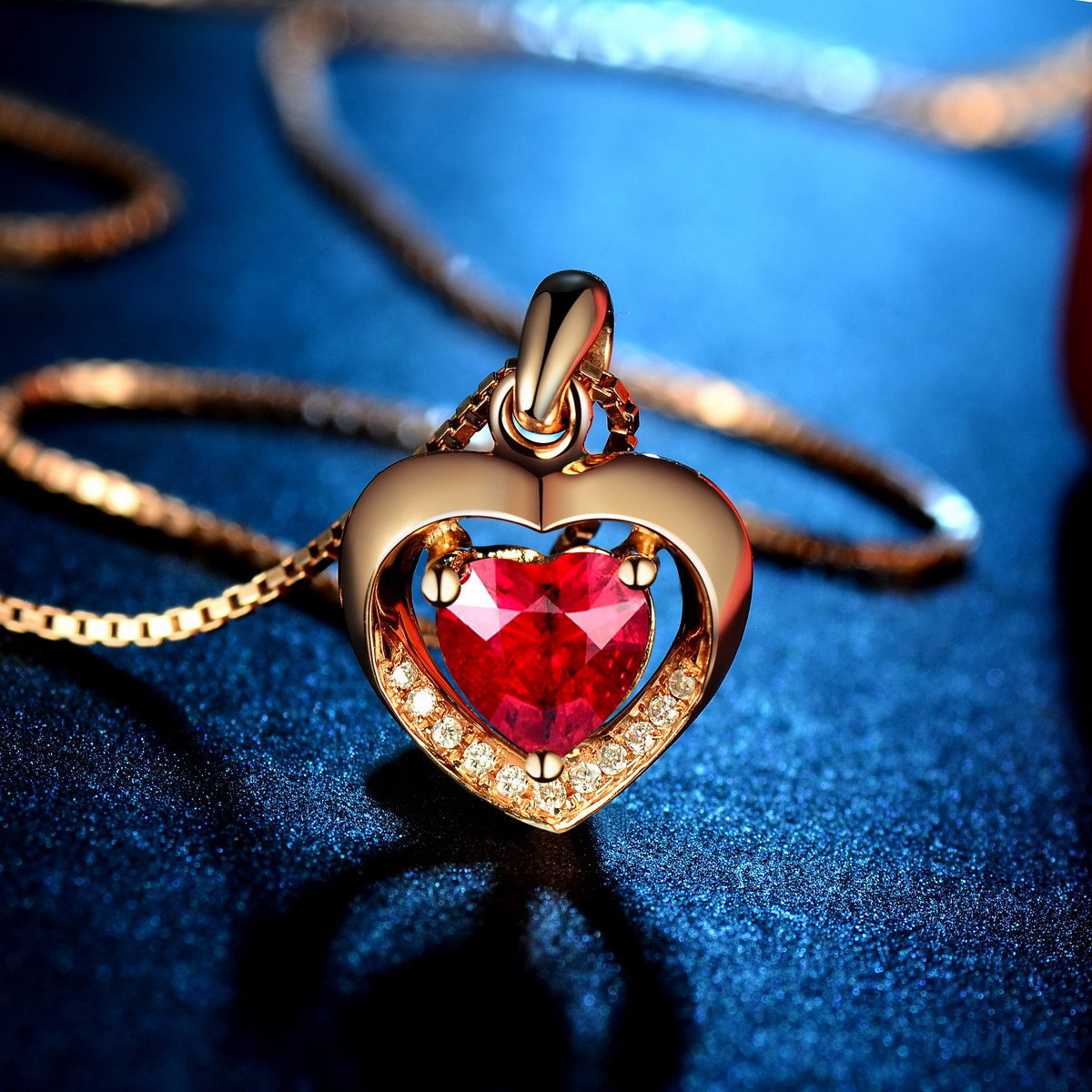 Collier étudiant amour coeur rouge cristal pendentif Rose plaqué or collier femmes bijoux de mariage nouvel an cadeau d'anniversaire