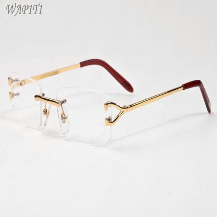 Lunettes de soleil monture de lunettes verres clairs pour femmes lunettes de luxe en corne de buffle lunettes de soleil de sport unisexes pour hommes avec eyegla297J doré sans monture