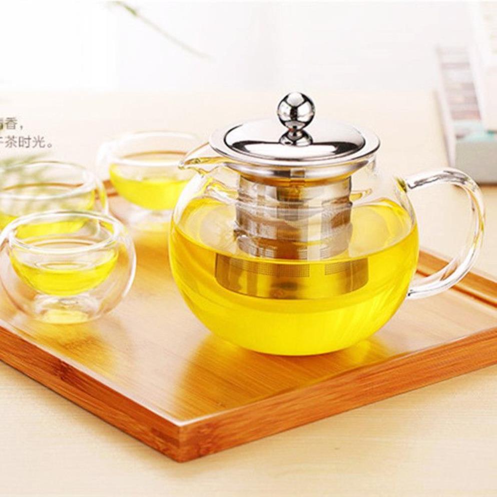 Heat Resistant Glass Tea Pot Flower Set Puer kettle Coffee Teapot Convenient With Infuser Office Home Teacup271l