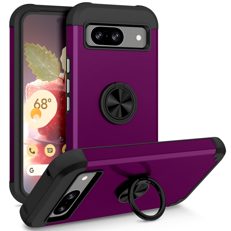 8A Defender-hoesjes voor Google Pixel 8 Pro 8 Vingerringhouder Magneet Autobeugel 2in1 Hard PC Plastic Zacht TPU 2 in 1 pantser Schokbestendig Hybride laag Achterkant Huid