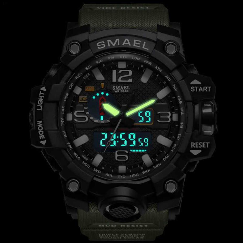 Smael Brand Luxury Military Sports Watches Men Quartz Analog LED Digital Watch Man Waterproof Clock Dual Display Wristwatches X062318F