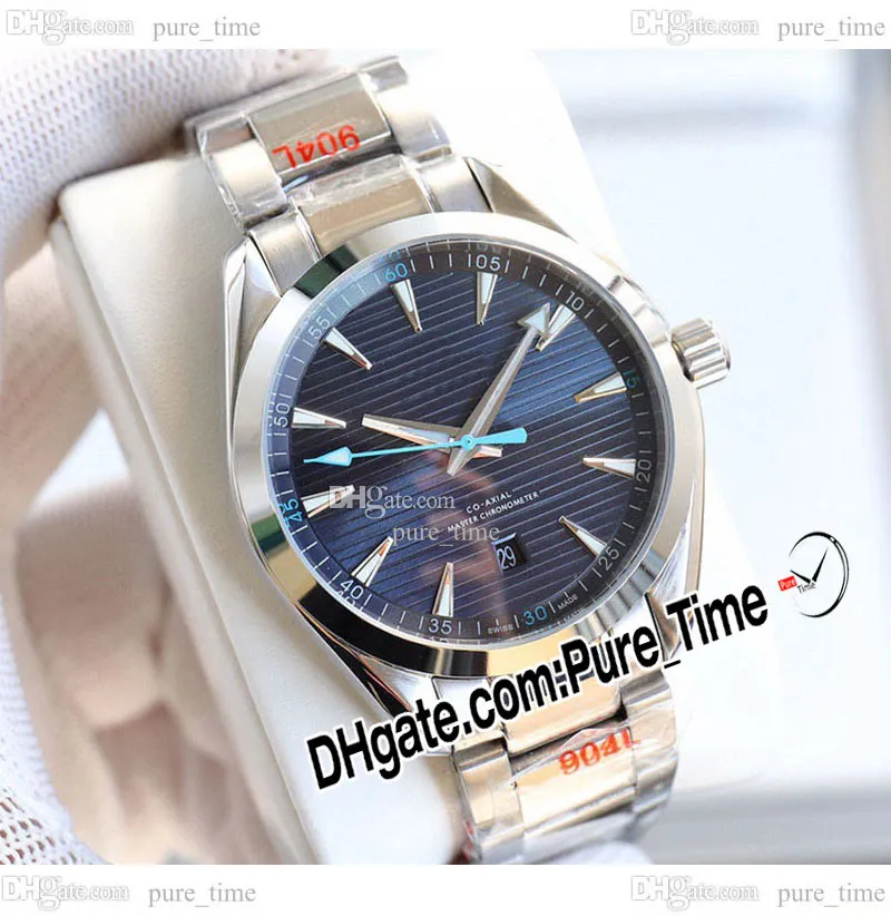 41 mm Aqua Terra 150m A8500 Automatyczne męskie zegarek 220 10 41 21 03 001 Niebieskie Teksturę Dial Stick Bransoletka CNC
