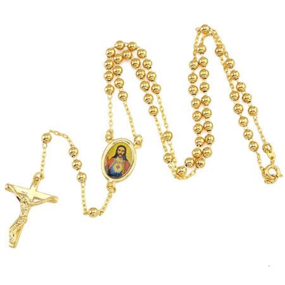 Loyal men's Cool pendant 18k yellow gold cross necklace Jesus chain 19 6inch234J