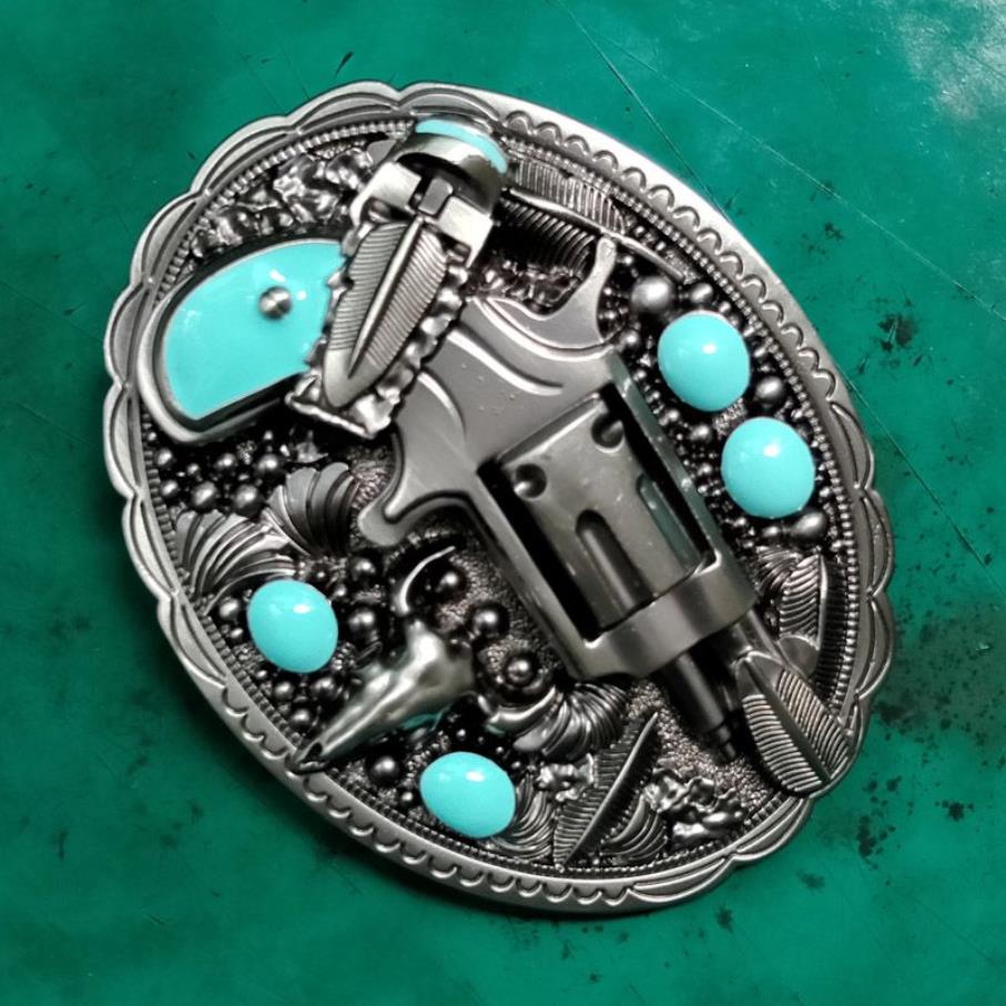 Retro Western Cowboy Turquoise Bead Belt Boxle for Men Women Fit 4cm Wide Beal Belts Head246i