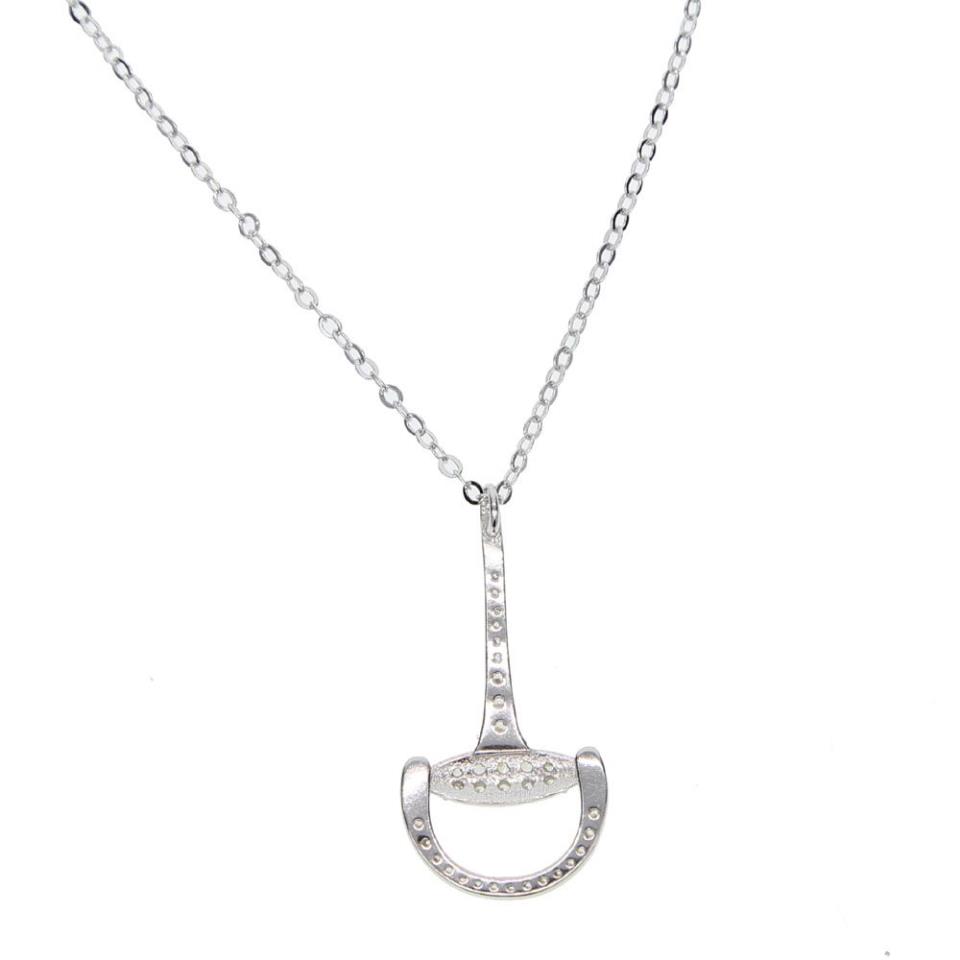 sterling silver micro pave cz snaffle bit pendant necklace for horse lover fine silver necklace high quality297V