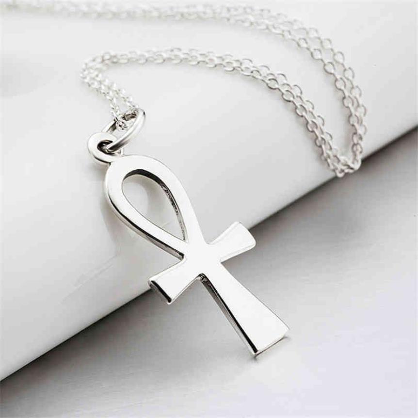 925 argent Sterling plaqué égyptien Ankh croix pendentif colliers bijoux de mode collier collier cadeaux de noël pour les femmes Gnx87691888