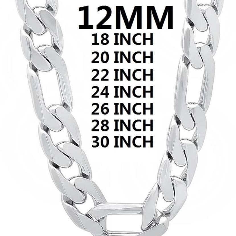 solid 925 Sterling Silver necklace for men classic 12MM Cuban chain 18-30 inches Charm high quality Fashion jewelry wedding 220209236n