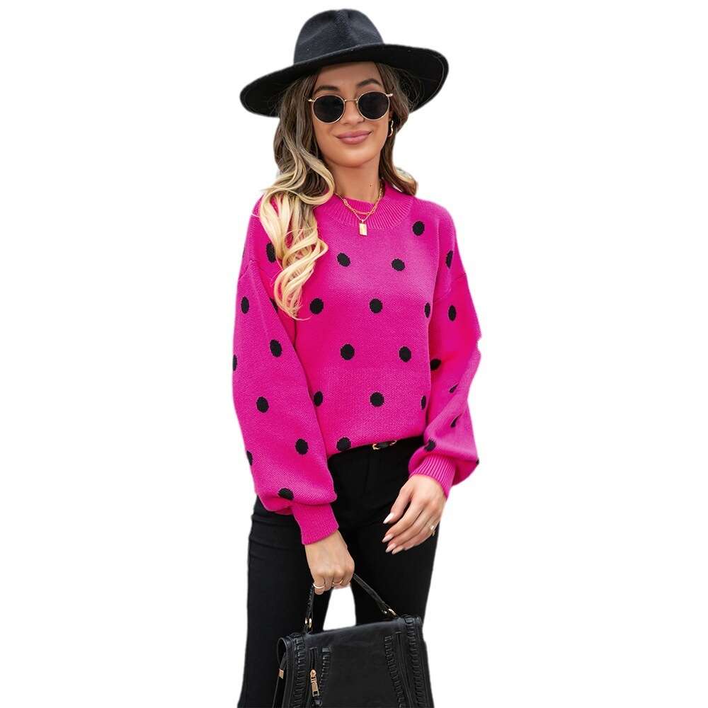 Designer Kvinnokläder Autumn/Winter New Sweater Print Knitwear Round Dot Pullover Stora tröjor Tröjor Dammode Cardigans för kvinnor Warm WomanM0N5