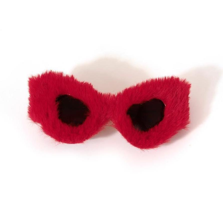 Lunettes de soleil hiver peluche rouge fête lunettes tricoté chapeau soleil noël lunettes de soleil 346N