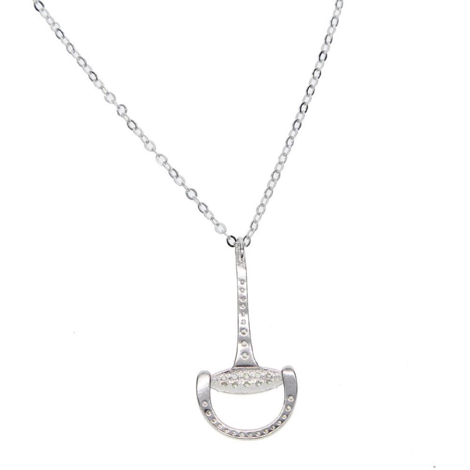 Prata esterlina micro pave cz snaffle bit pingente colar para amante do cavalo colar de prata fina alta qualidade2639