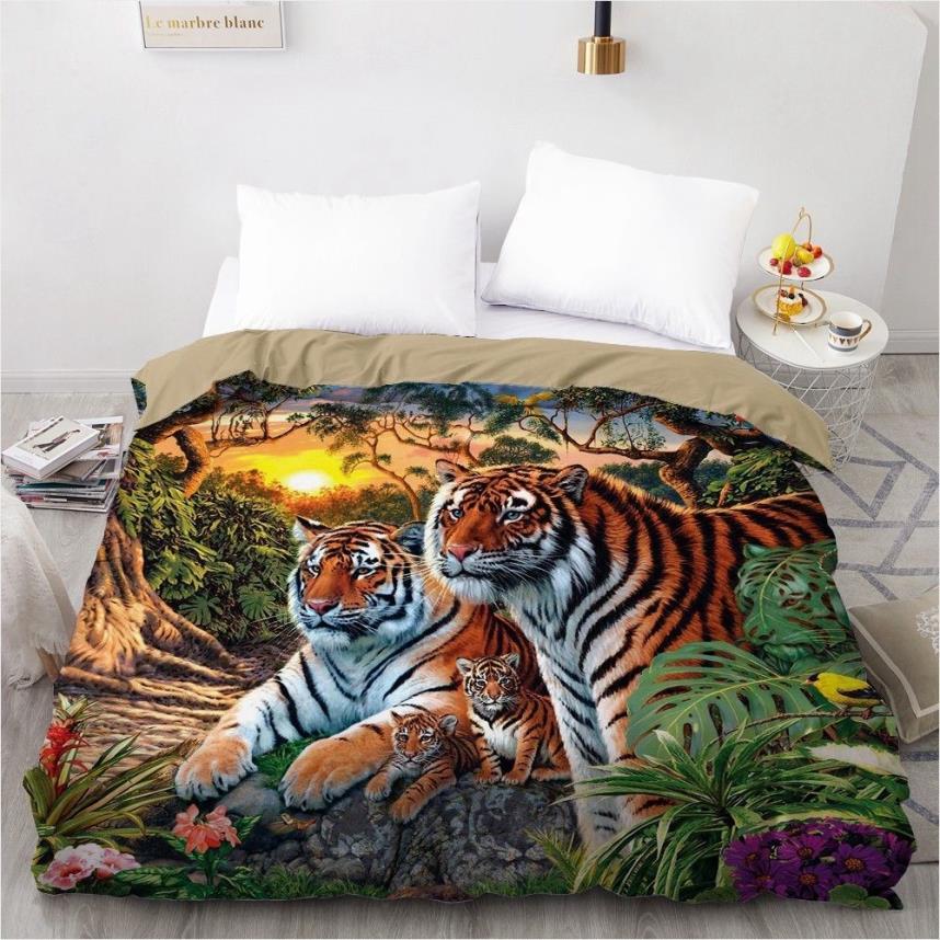 Design personalizzato Piumino Trapunta Trapunta Coperta Coperta Custodia Biancheria da letto Set biancheria da letto Animali neri Tigre Tessili la casa LJ201015254U