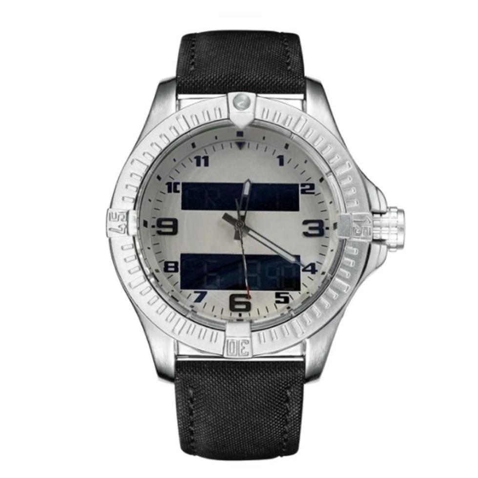 Mode blauwe wijzerplaat horloges heren Dual tijdzone horloge Elektronische aanwijzer display montre de luxe Horloges rubberen band mannelijke clock318H