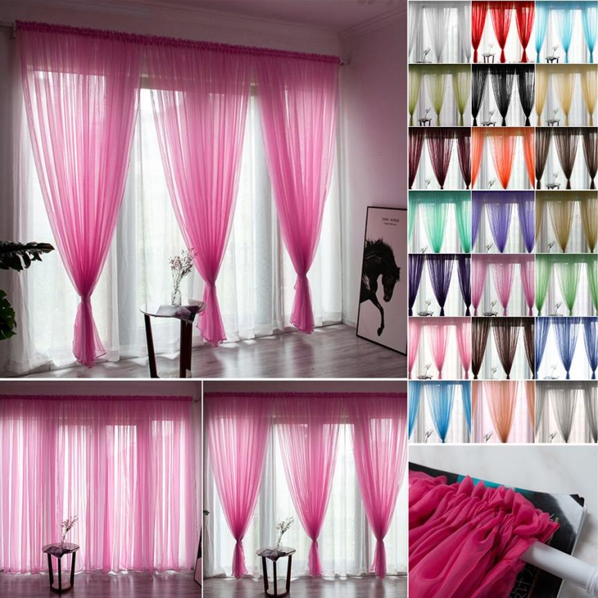 Solid Color Line Curtain Window String Curtains For Living Room Bedroom Drape Panel Sheer Tulle Modern Window Treatments268L