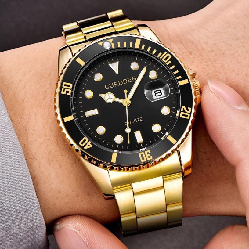 Dropping row Watch Men Quartz Mens Watches Top Luxury Watch Man Gold Gold Stainless Steel Relogio Masculino Relgulino 21042578