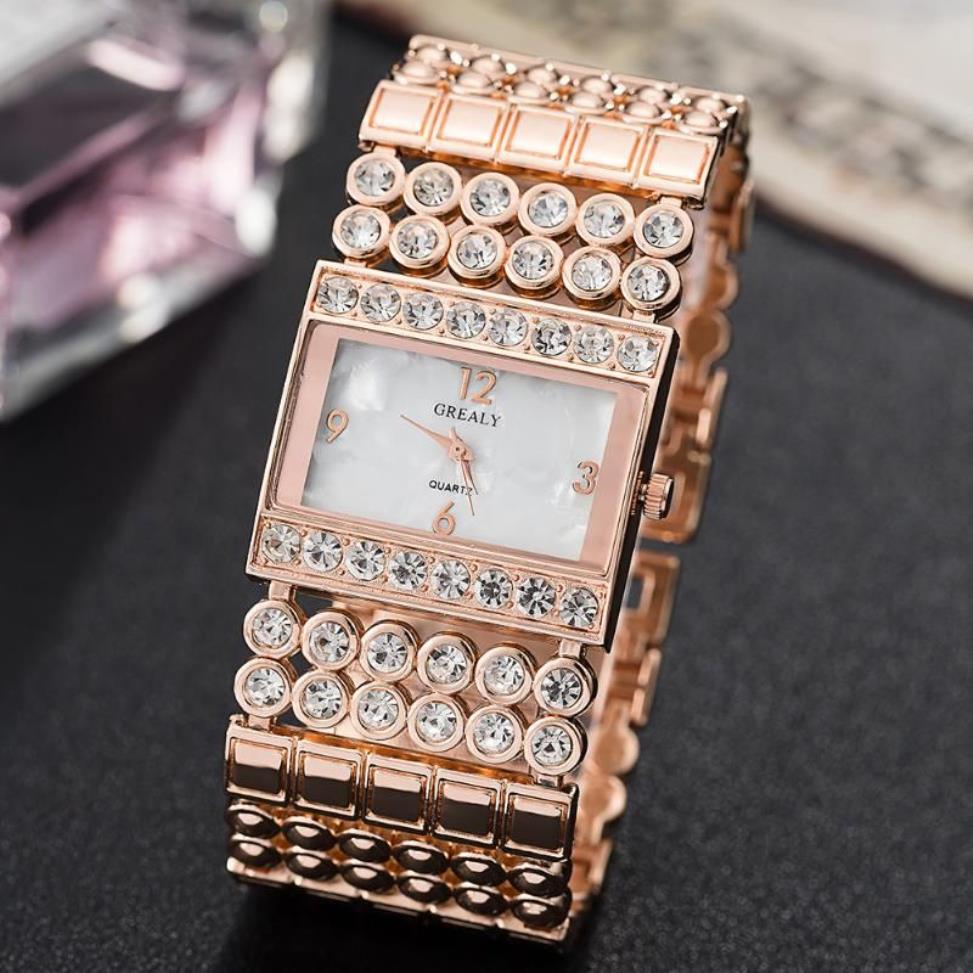 Armbanduhren Temperament Damenuhr in Europa und Amerika überzogene Diamant-Shell-Legierung Breitband Mode dekoratives Armband222F