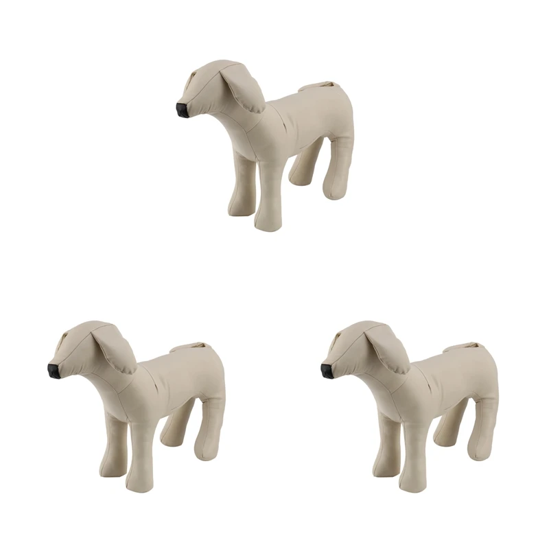 Vestuário novo 3x manequins de cão de couro posição em pé modelos de cães brinquedos pet animal shop display manequim branco m