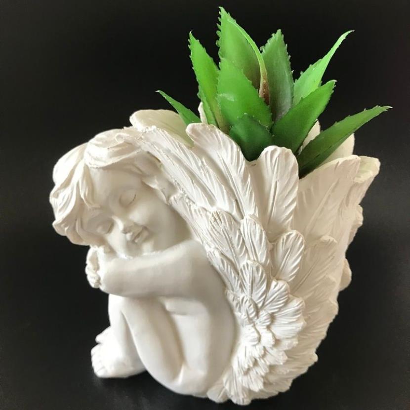 3D Angel Silicon Vaas Schimmel Beton Cement Planter Thuis Bureau Decoratie Hars Ambachtelijke Siliconen Bloempot Mallen 2206012440