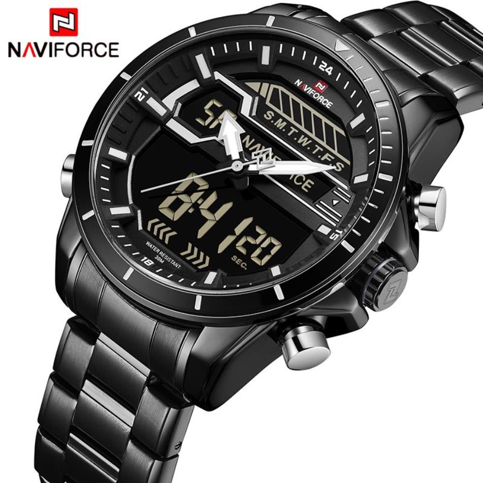 Naviforce Mens Watches Top Luxury Brand Men Sport Watch Men'sQuartz LED Digital Clock Man Waterproof Army Military Wrist WAT301C