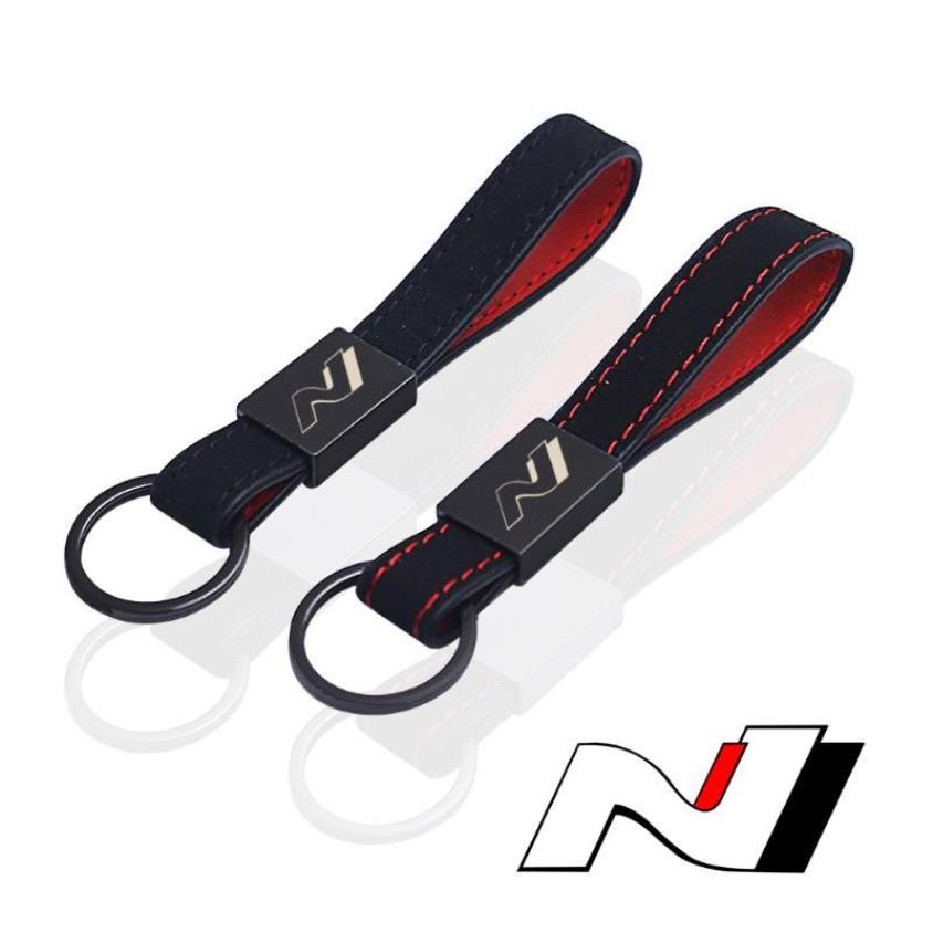 Porte-clés Porte-clés de voiture en daim avec boucle en métal pour Hyundai N Line Nline I30 Fastback Tucson Veloster Sonata Elantra I20 Accessorie246m