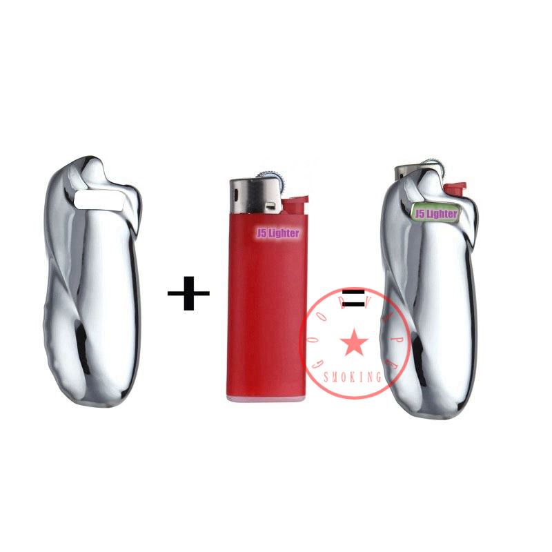 Nouveau style cool fumer métal remplaçable à l'intérieur J5 étui à briquet portable logo fenêtre gaine boîtier coque protection manchon sec herbe tabac porte-cigarette DHL