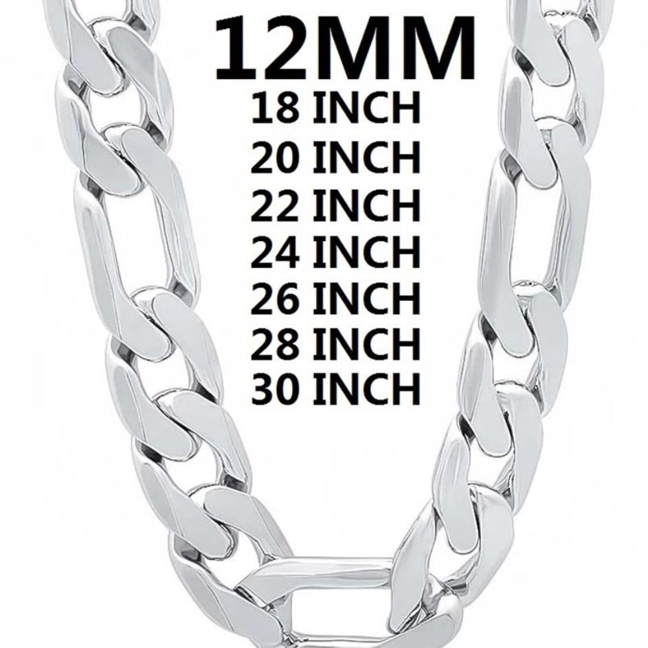 Halskette aus massivem 925er-Sterlingsilber für Herren, klassisch, 12 mm, kubanische Kette, 45,7–76,2 cm, Charm, hochwertiger Modeschmuck, Hochzeit 220209218P