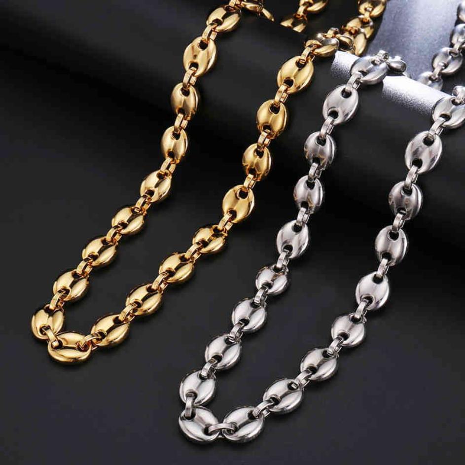 Collier de créateur bijoux de luxe grains de café chaîne à maillons 11MM pour hommes chaîne de corde en acier inoxydable mode Hip hop249r