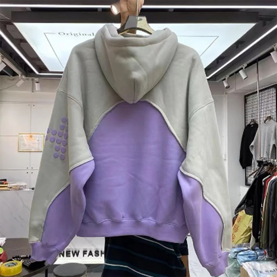 Designer sweatshirts dames hoodies y2k hiphopstijl patchwork kleurrijke pluche hoodie met unisex letter print