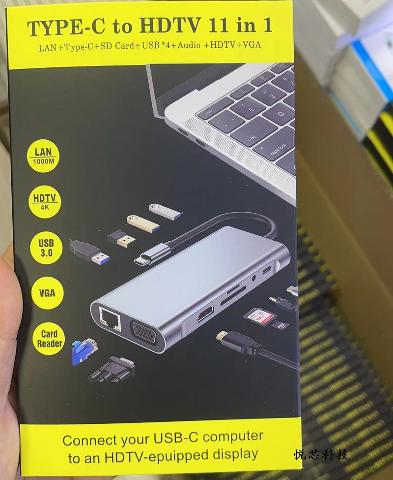 USB C Hub 11 In 1 Type C ~ 4K HDMI 호환 어댑터 RJ45 SD/TF 카드 리더 PD 노트북 노트북 컴퓨터를위한 빠른 충전